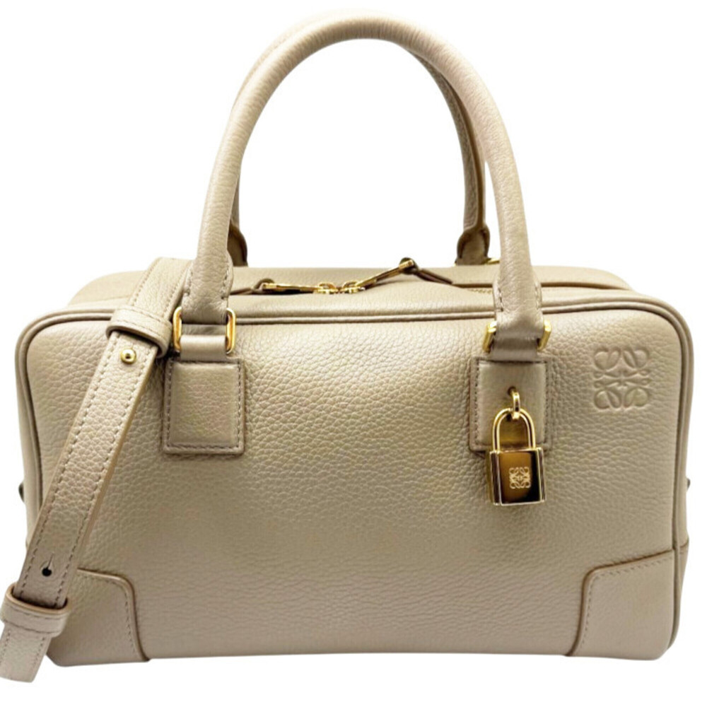LOEWE Amazona 23 Soft Grain Calfskin Sand Beige Handbag Shoulder Bag Crossbod...